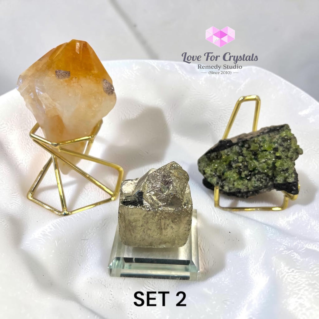 WEALTH GENERATOR SET (Peridot Citrine with Calcite & Pyrite Cubeite) - Set 2