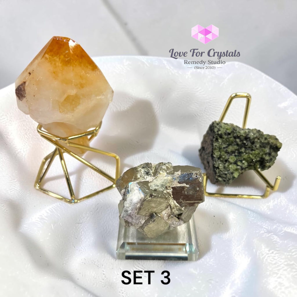 WEALTH GENERATOR SET (Peridot Citrine with Calcite & Pyrite Cubeite) - Set 3