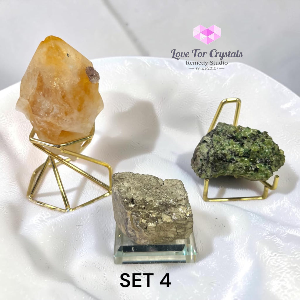 WEALTH GENERATOR SET (Peridot Citrine with Calcite & Pyrite Cubeite) - Set 4