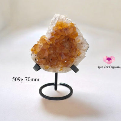 Wealth Magnet Citrine Druse with Stand (Pre-activated & attuned) 509g 70mm Raw