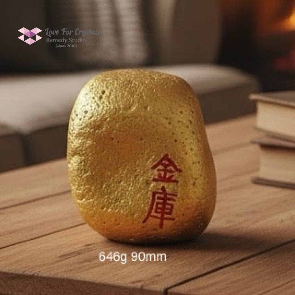 Wealth Vault Golden Altar Stone (Activated & Encoded) 646g 90mm Feng shui 2026