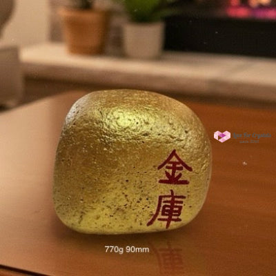 Wealth Vault Golden Altar Stone (Activated & Encoded) 770g 90mm Feng shui 2026