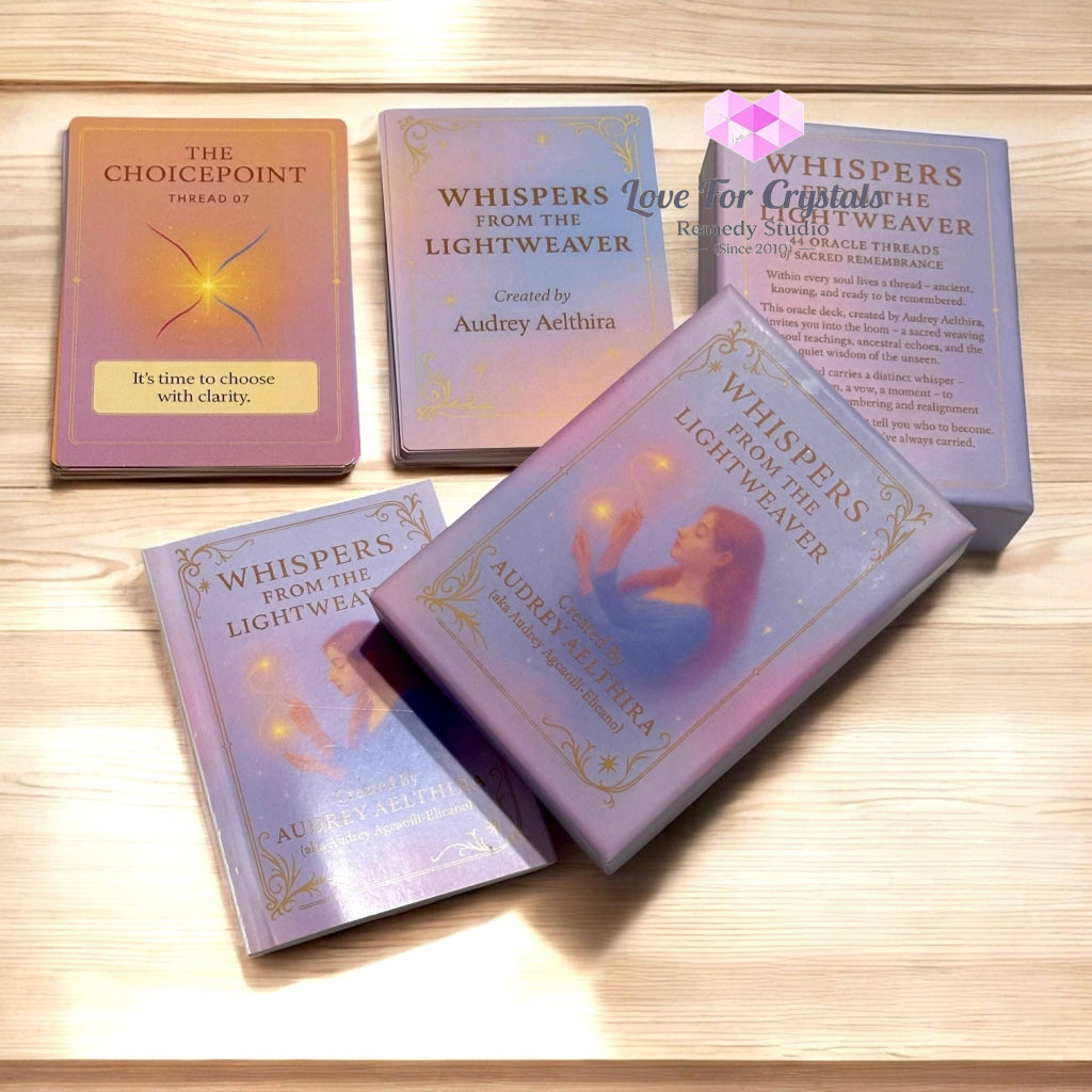 Whispers from the Lightweaver An Oracle Card Deck by Audrey Aelthira with FREE Crystal Wish Tree Bottle Oracle card