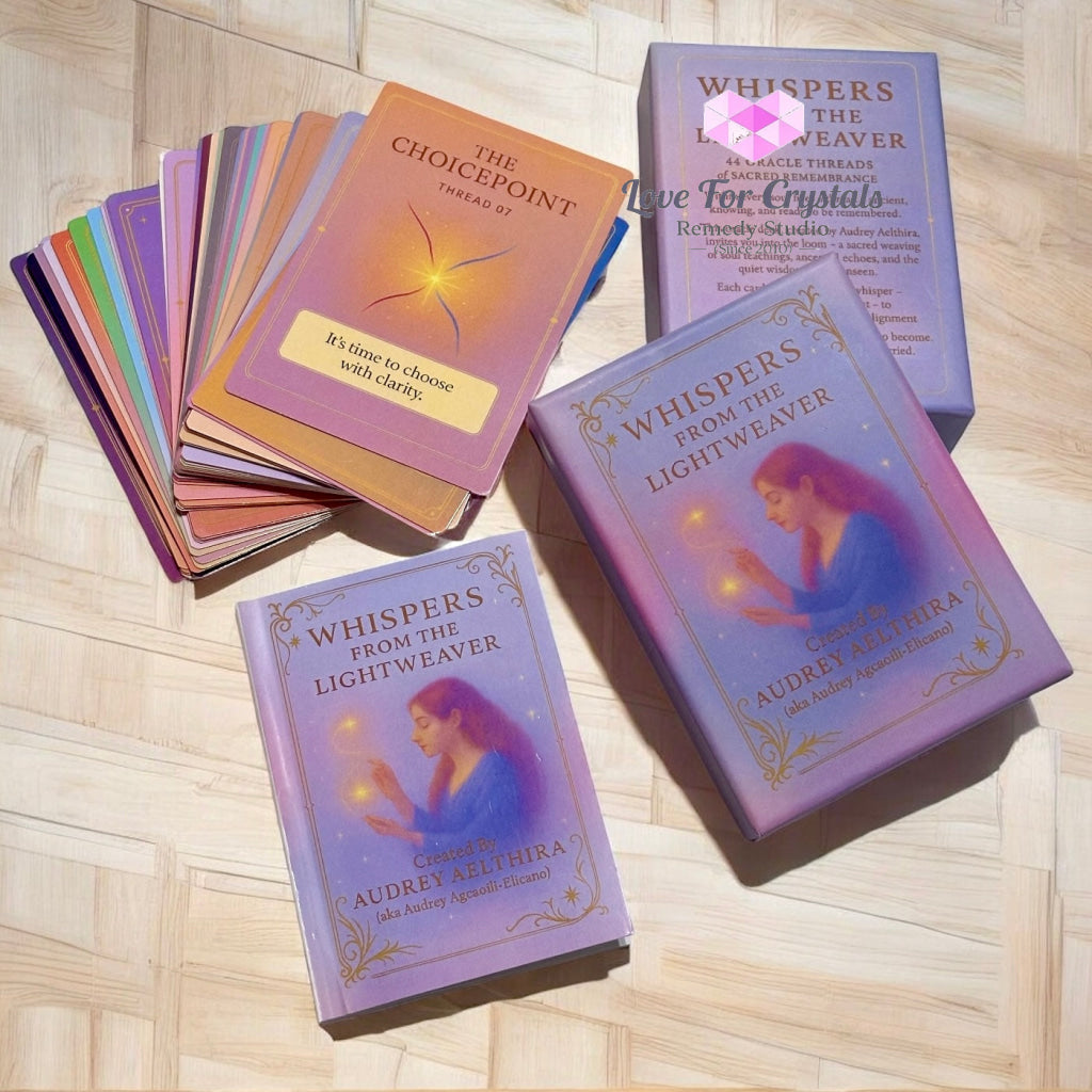 Whispers from the Lightweaver An Oracle Card Deck by Audrey Aelthira with FREE Crystal Wish Tree Bottle Oracle card