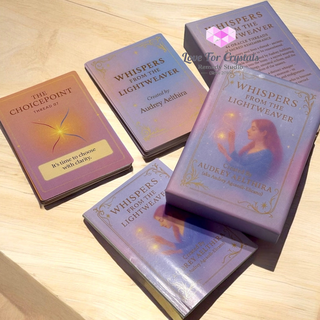 Whispers from the Lightweaver An Oracle Card Deck by Audrey Aelthira with FREE Crystal Wish Tree Bottle Oracle card