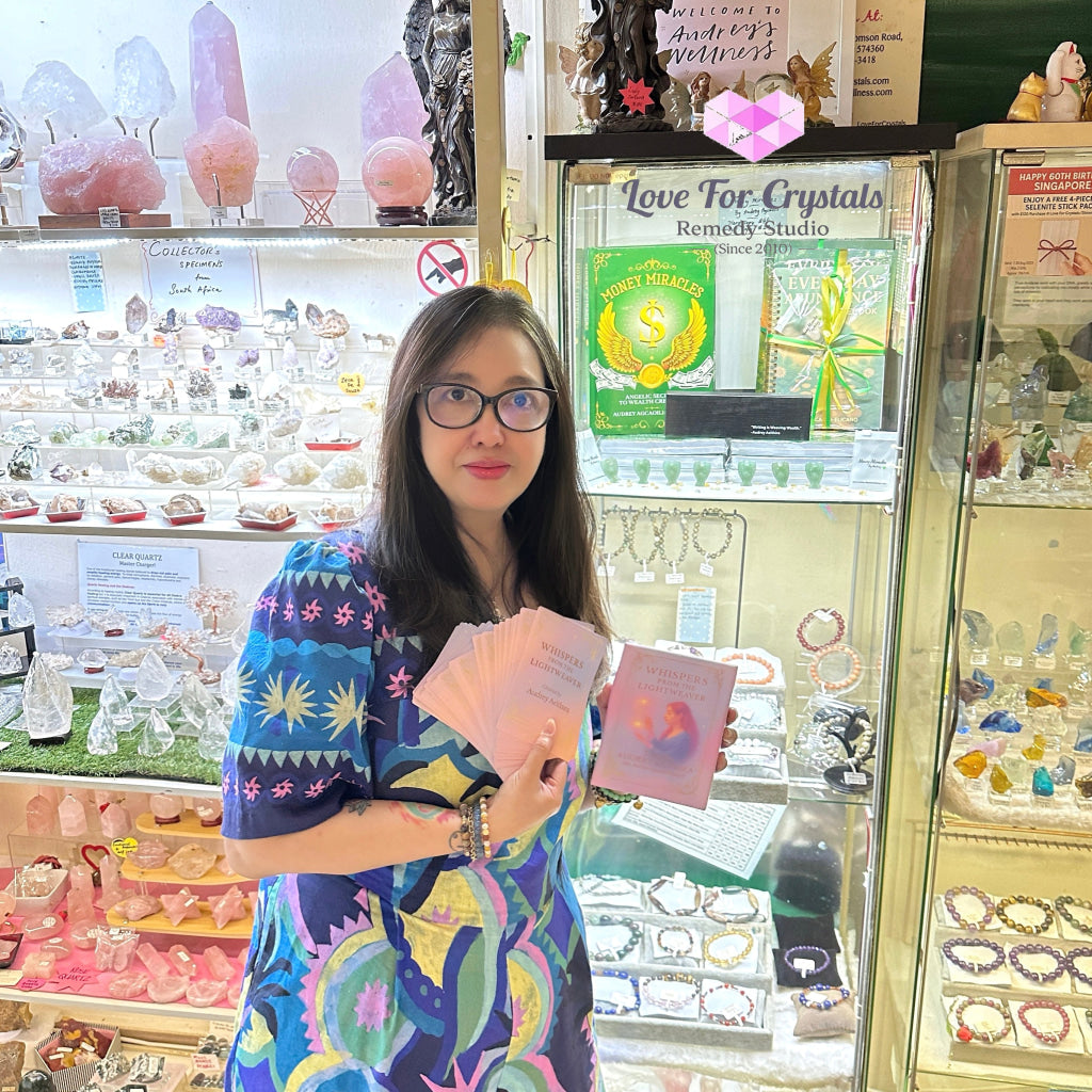 Whispers from the Lightweaver An Oracle Card Deck by Audrey Aelthira with FREE Crystal Wish Tree Bottle Oracle card