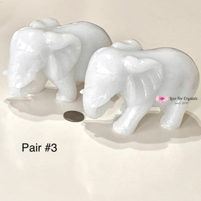 White Jade Elephant (Per Pair) 4-5 Pair #3