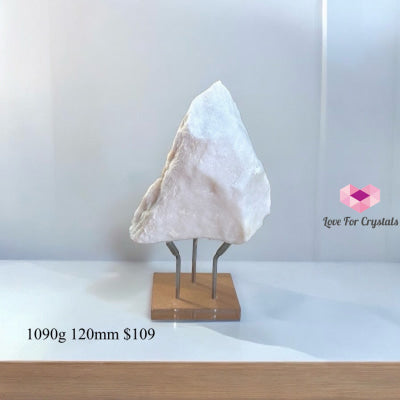 White Jade Raw (Effortless Wealth & Harmony PRE-ACTIVATED STONE) with Acrylic Stand 1090g 120mm Large crystals