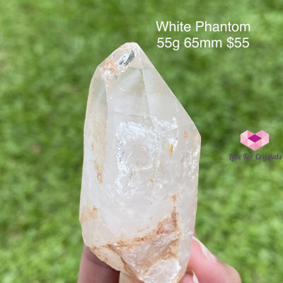 White Phantom Quartz Point (Brazil) Super Rare 55G 65Mm