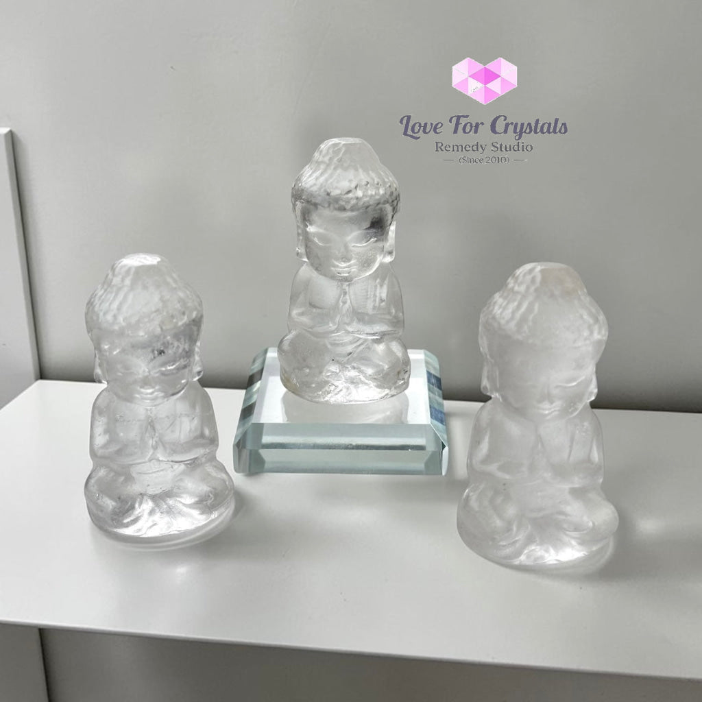 WISH-FULFILLING CRYSTAL BUDDHA 45mm - 45mm (Random Piece) - Clear quartz