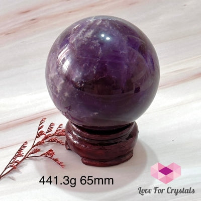 Amethyst Sphere 60-70Mm Aaa (Brazil)With Wooden Stand 441.3G 65Mm Crystals Balls