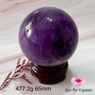 Amethyst Sphere 60-70Mm Aaa (Brazil)With Wooden Stand 477.2G 65Mm Crystals Balls