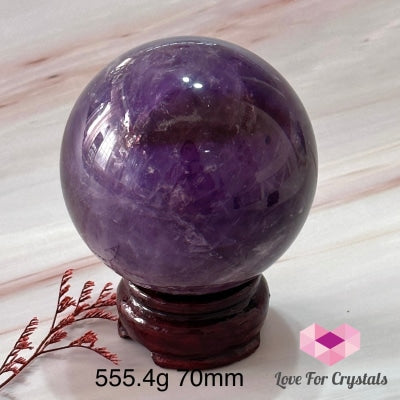 Amethyst Sphere 60-70Mm Aaa (Brazil)With Wooden Stand 555.4G 70Mm Crystals Balls