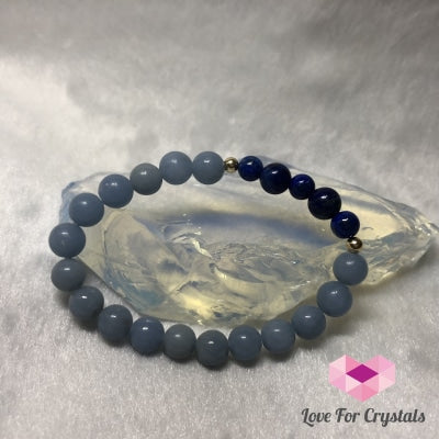 Angel Connection Crystal Bracelet By Audreys Remedies (Lapis Lazuli Angelite 14K Gold Filled Beads)