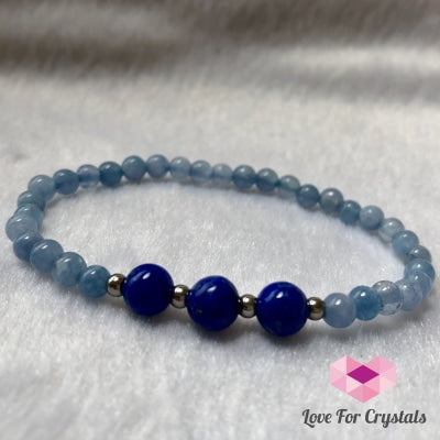 Angel Connection Bracelet (3Mm) By Audreys Remedies (Lapis Lazuli Angelite & Stainless Steel Beads)