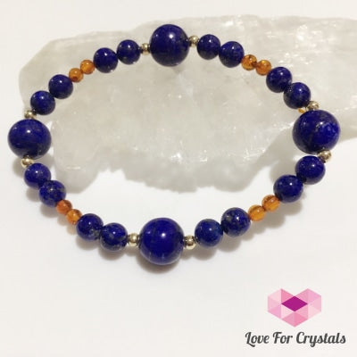 Archangel Michael Crystal Bracelet (Courage & Protection) By Audreys Remedies (Lapis Lazuli Amber