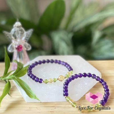 Attract Abundance Crystal Bracelet (Citrine Amethyst Peridot With 14K Gold-Filled Beads) Audreys