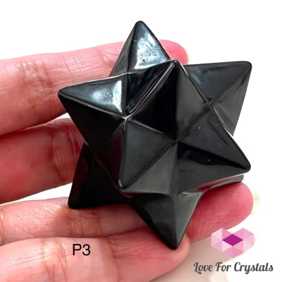 Black Obsidian 12-Point Merkaba Asteroid P3(45Mm) Polished Crystals