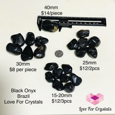 Black Onyx Tumbled (Brazil) Pack Of 3 (20-35Mm) Stones