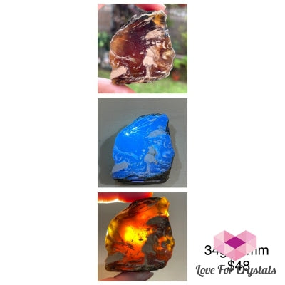 Blue Amber Raw (Aaa Grade) Indonesia (Rare!) 34G 50Mm Stones
