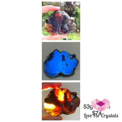 Blue Amber Raw (Aaa Grade) Indonesia (Rare!) 53G 70Mm Stones