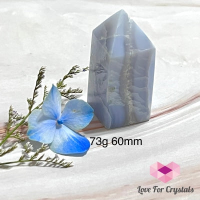 Blue Lace Agate Drusy Tower Point 73G 60Mm Polished Crystals
