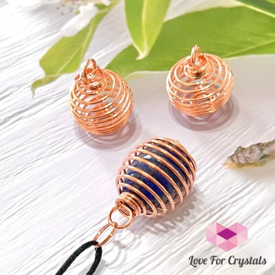Cage Wire Pendant For Tumbled Stones (Copper Rose)