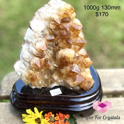 Citrine Cluster Wall With Stand (Aaa) 1000G 130Mm