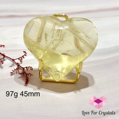Citrine (Natural) Heart Polished (Brazil) Aaa Grade) 97G 45Mm Crystals