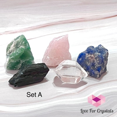 Crystal Remedy Set For Home (5 Raw Crystals From Brazil) A Set