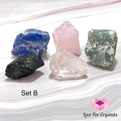 Crystal Remedy Set For Home (5 Raw Crystals From Brazil) B Set