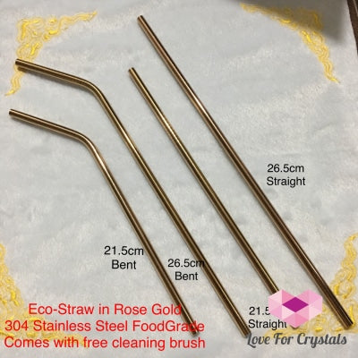 Eco Straw Rose Gold (304 Stainless Steel Food-Grade) Metaphysical Tool