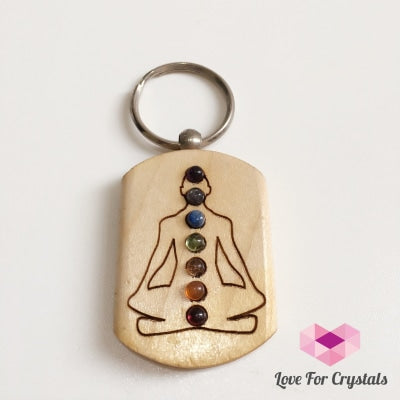 Engraved Buddha Keychain With Chakra Crystal Cabs Metaphysical Tool