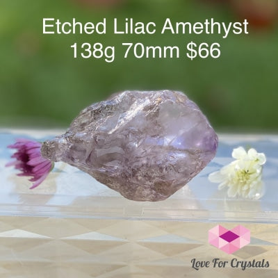Etched Lilac Amethyst (Rare) Brazil 138G 70Mm Raw Stones