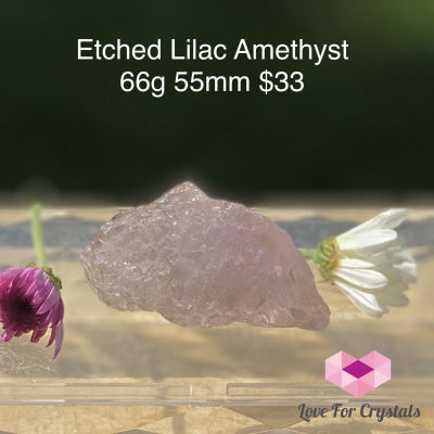 Etched Lilac Amethyst (Rare) Brazil 66G 55Mm Raw Stones