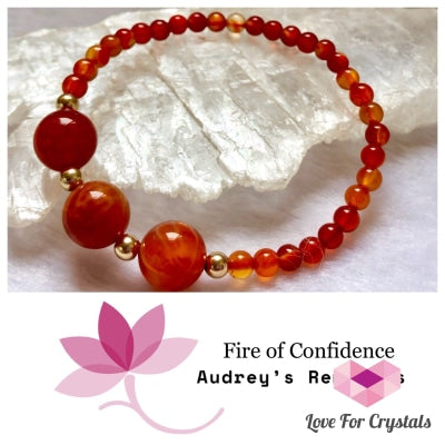 Fire Of Confidence Crystal Bracelet By Audreys Remedies (Fire Agate & 14K Gold Filled Beads)