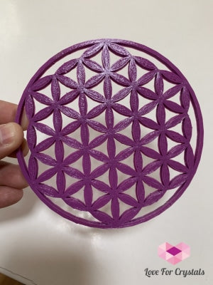 Flower Of Life Plastic Coaster 10Cm Purple Full Metaphysical Tool