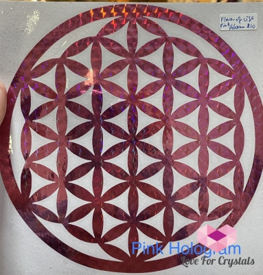 Flower Of Life/ Sri Yantra Vinyl Sticker 14.5Cm Life Pink Hologram Metaphysical Tool