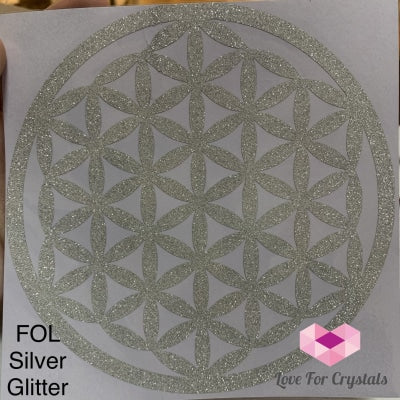 Flower Of Life/ Sri Yantra Vinyl Sticker 14.5Cm Life Silver Glitter Metaphysical Tool