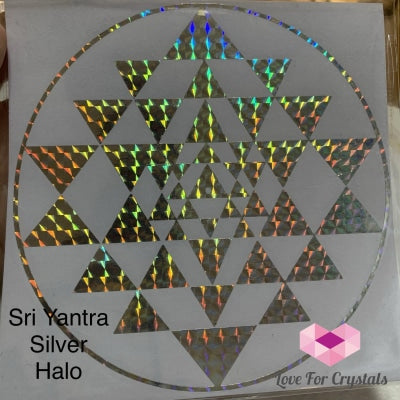 Flower Of Life/ Sri Yantra Vinyl Sticker 14.5Cm Silver Halo Metaphysical Tool