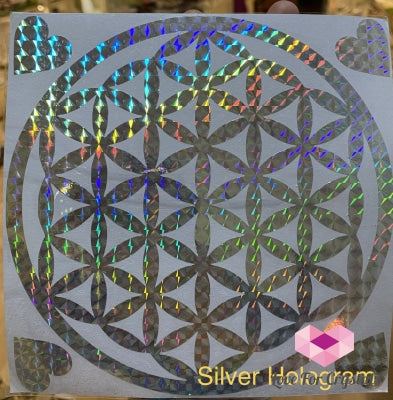 Flower Of Life/ Sri Yantra Vinyl Sticker 14.5Cm Life Silver Hologram Metaphysical Tool
