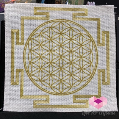 Flower Of Life/metatrons Cube Grid Cloth (45Cm Square) Life On Cream Canvas (20Cm) Metaphysical Tool