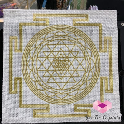 Flower Of Life/metatrons Cube Grid Cloth (45Cm Square) Sri Yantra On Cream Canvas (20Cm)