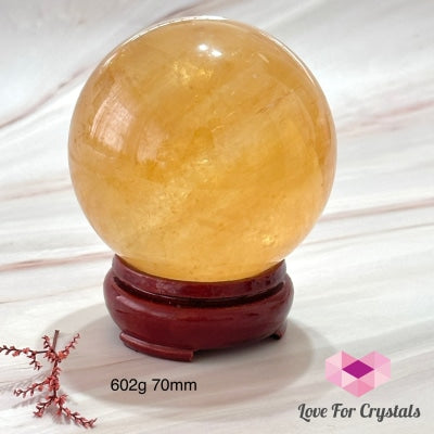 Golden Honey Calcite Sphere 70Mm (Mexico) 602G Polished Crystals