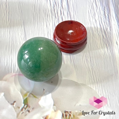 Green Aventurine Spheres 30-40Mm Series With Wooden Stand 30-35Mm Per Piece