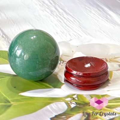 Green Aventurine Spheres 30-40Mm Series With Wooden Stand 40Mm Per Piece