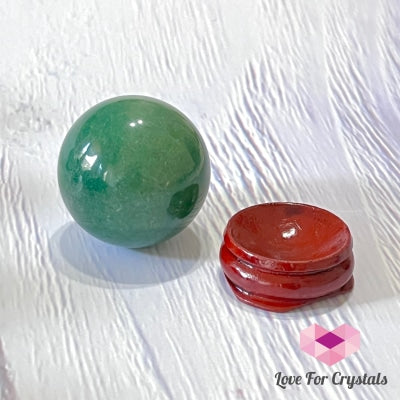 Green Aventurine Spheres 30-40Mm Series With Wooden Stand