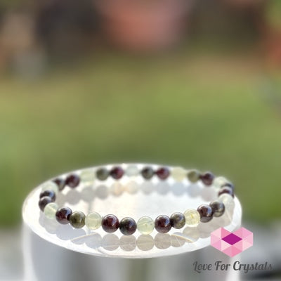 Healing Crystal 6Mm Bracelet (Bloodstone Prehnite And Garnet) Bracelets & Bangles