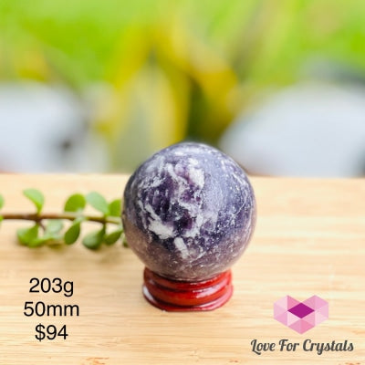 Lepidolite Sphere (Brazil) Rare! 153G 45Mm