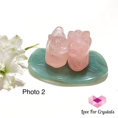Mandarin Ducks Rose Quartz On Aventurine Lotus Leaf 30-35Mm Photo 2 Polished Stones